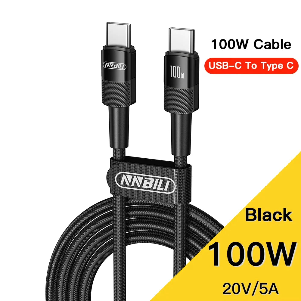 Toocki 100W Type C to USB C Cable PD 3.0 Quick Charge 4.0 Fast Charging Type C to Type C for iPhone 15 Macbook Samsung Xiaomi