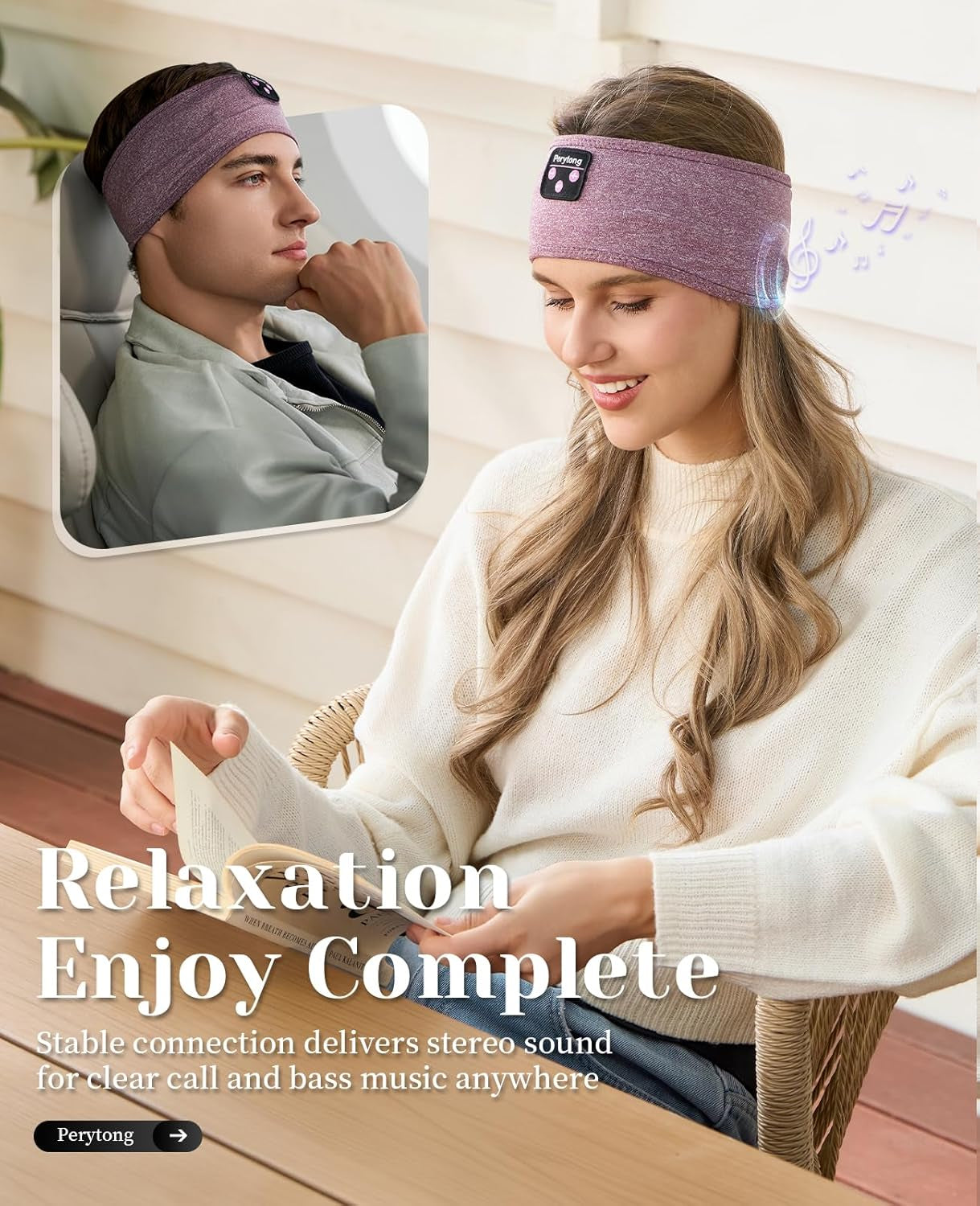 Sleep Headphones,  Bluetooth Sports Headband Headphones with Ultra-Thin HD Stereo Speakers Perfect for Sleeping,Workout,Jogging,Yoga,Insomnia, Air Travel, Meditation