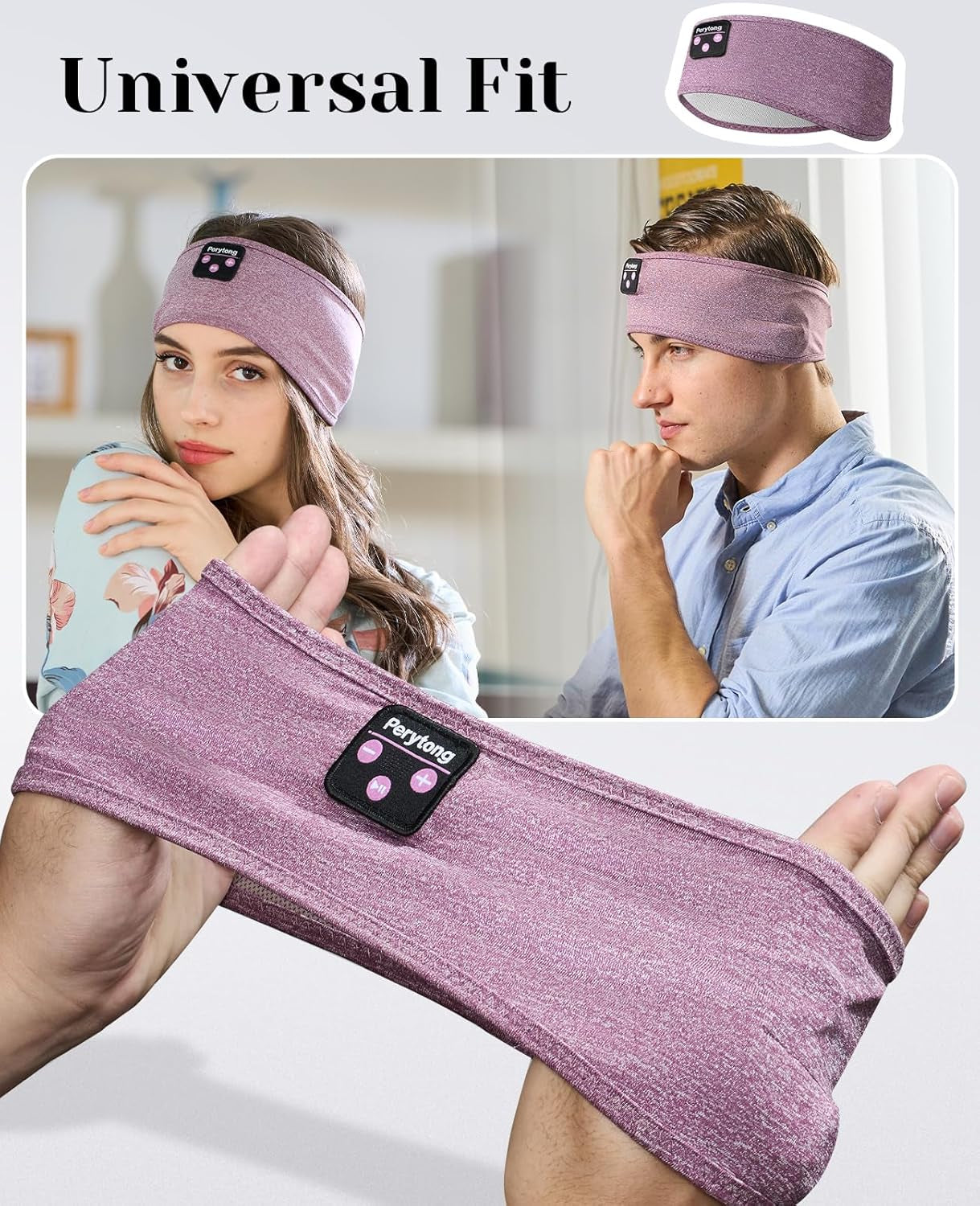Sleep Headphones,  Bluetooth Sports Headband Headphones with Ultra-Thin HD Stereo Speakers Perfect for Sleeping,Workout,Jogging,Yoga,Insomnia, Air Travel, Meditation
