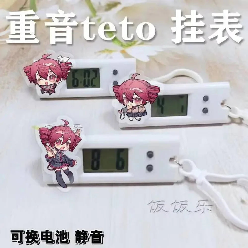 Anime Kasane Teto Cosplay Portable Desk Time Display Digital Clock Student Electronic Watches School Bag Ornaments