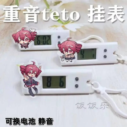 Anime Kasane Teto Cosplay Portable Desk Time Display Digital Clock Student Electronic Watches School Bag Ornaments